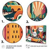 Colorful Cityscape Cars I - Car/Van Canvas Wall Art