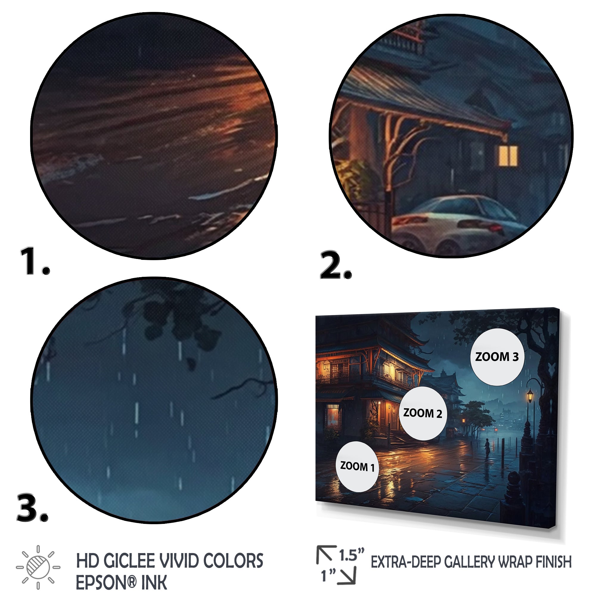 City Under A Rainfall - Car/Van Canvas Wall Art