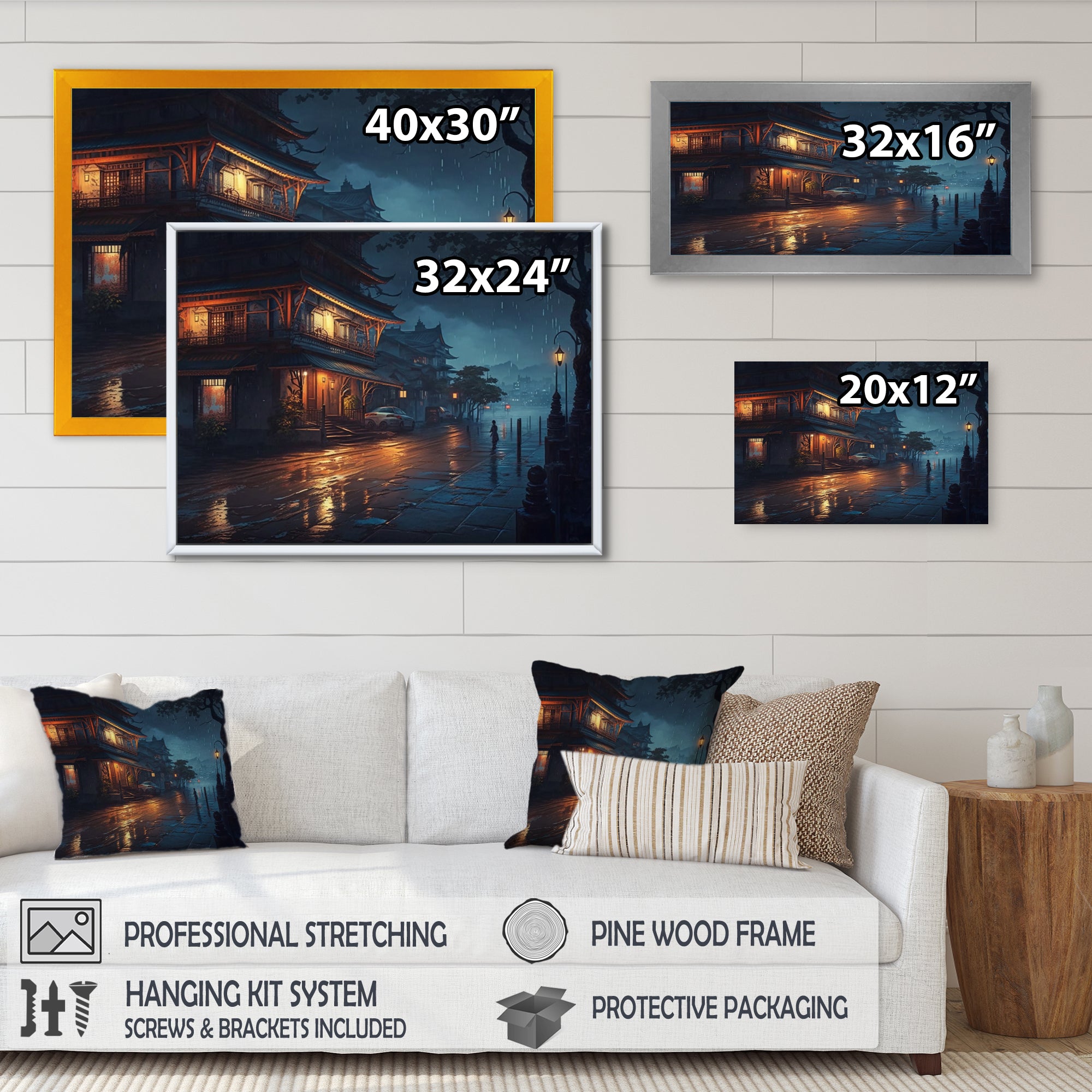 City Under A Rainfall - Car/Van Canvas Wall Art