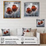Two Red Birds Sitting On Branch - Bird Canvas Wall Art