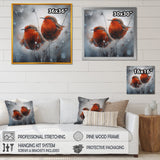 Two Red Birds Sitting On Branch - Bird Canvas Wall Art