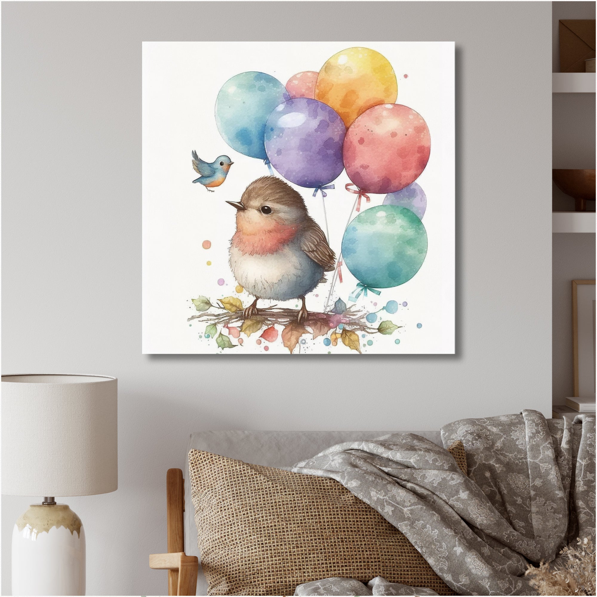 Brown Illustration Detailed Baby Bird - Bird Wall Decor