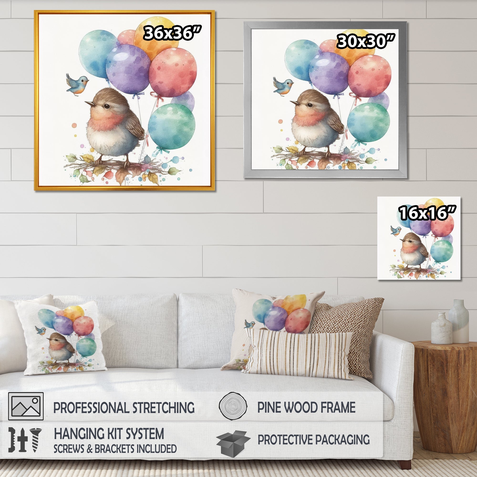 Brown Illustration Detailed Baby Bird - Bird Wall Decor