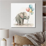 Grey Illustration Detailed Baby Elephant - Elephant Wall Decor