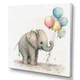 Grey Illustration Detailed Baby Elephant - Elephant Wall Decor