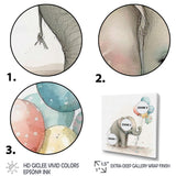 Grey Illustration Detailed Baby Elephant - Elephant Wall Decor