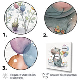 Grey Illustration Detailed Baby Hippo - Hippopotamus Wall Art Prints