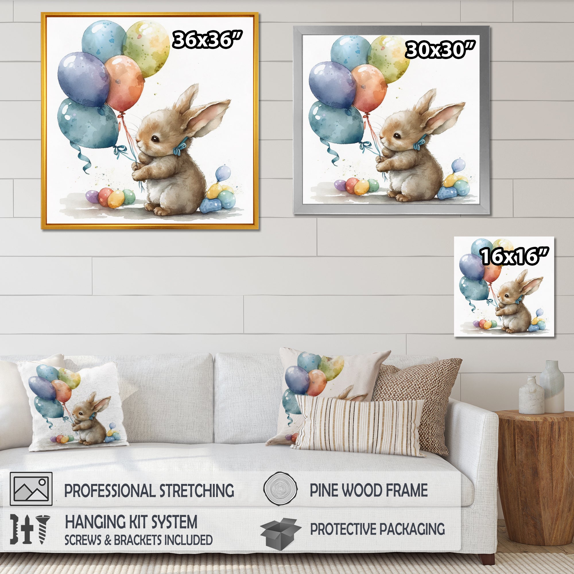 Brown Illustration Detailed Baby Rabbit - Brown Rabbit Wall Art