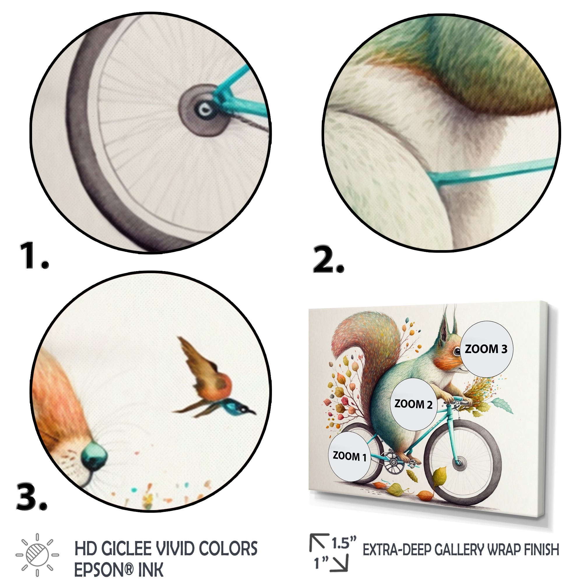 White Squirrel Riding Bike - White Squirrel Wall Art