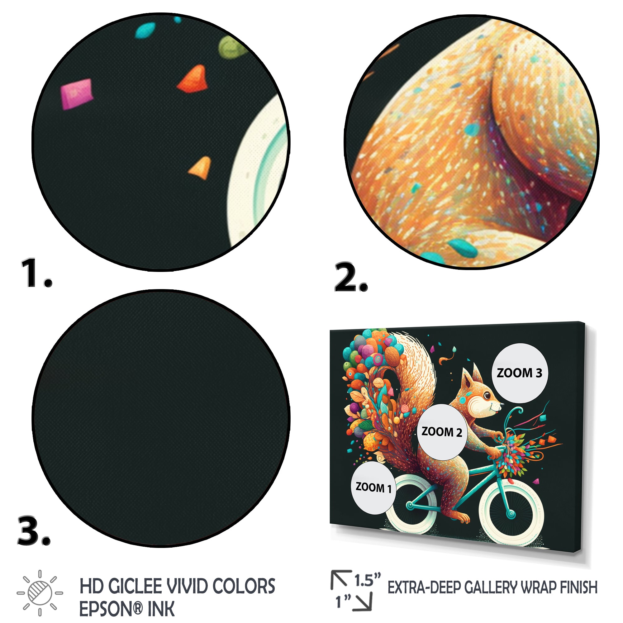 Colorful Squirrel Riding Bike - Squirrel Framed Canvas Art