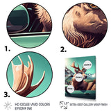 Brown Elk Wearing Sunglasses In Sportscar - Deer Bedroom Wall Art
