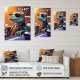 Green Lizard Wearing Sunglasses In Sportscar - Lizard Canvas Wall Art