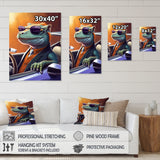 Green Lizard Wearing Sunglasses In Sportscar - Lizard Canvas Wall Art