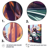 Brown Bird Wearing Sunglasses In Sportscar - Bird Fashion Wall Art Prints