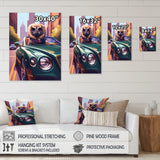 Brown Bird Wearing Sunglasses In Sportscar - Bird Fashion Wall Art Prints