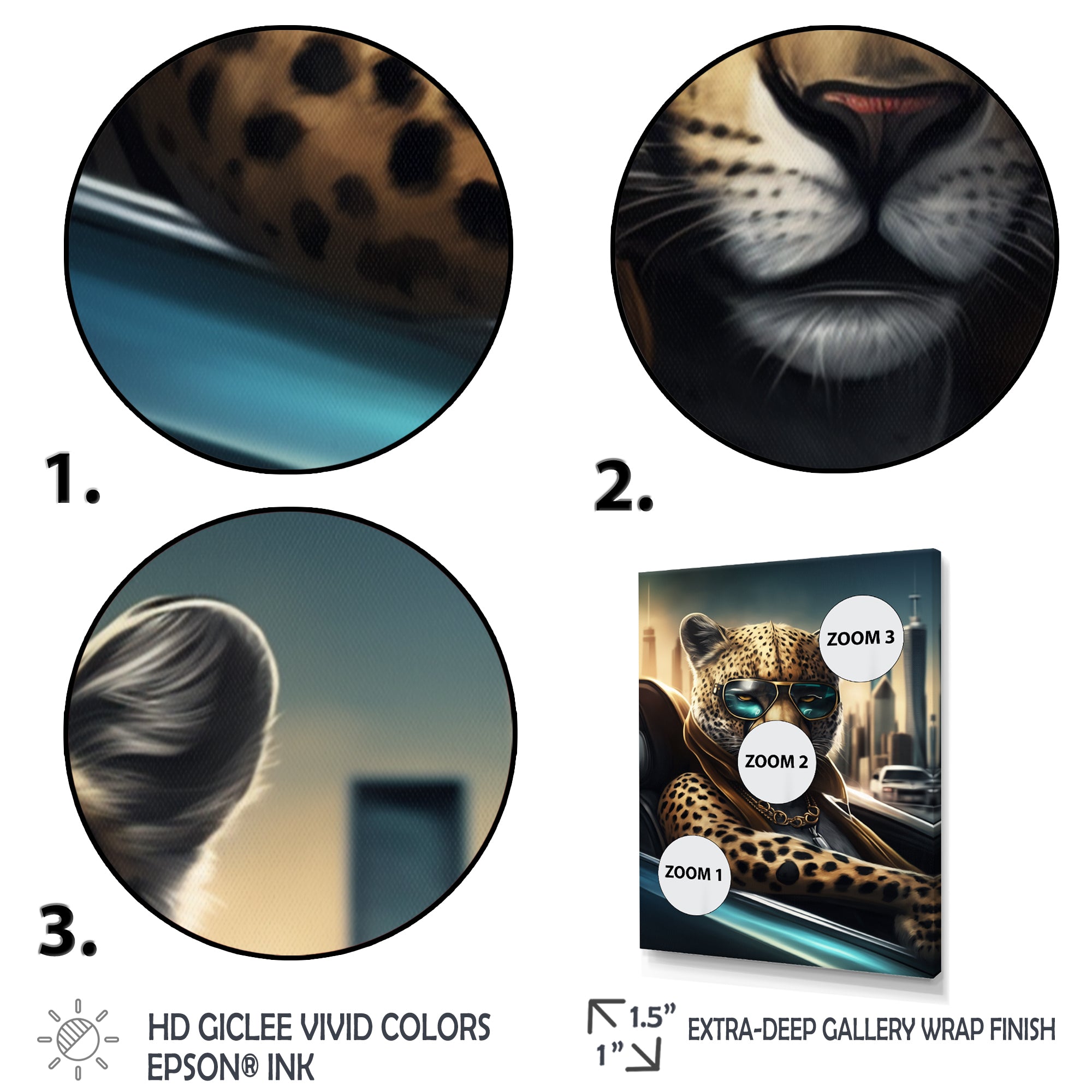 Yellow Leopard Wearing Sunglasses In Sportscar - Yellow Leopard Wall Art