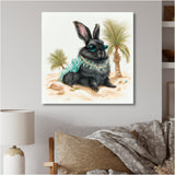 Bunny Sitting On The Beach - Rabbit Living Room Wall Art