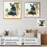 Bunny Sitting On The Beach - Rabbit Living Room Wall Art