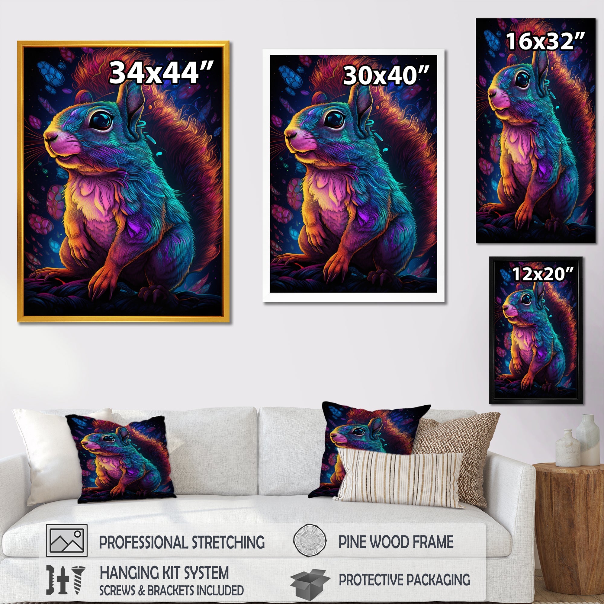 Colorful Squirrel - Blue Squirrel Wall Art