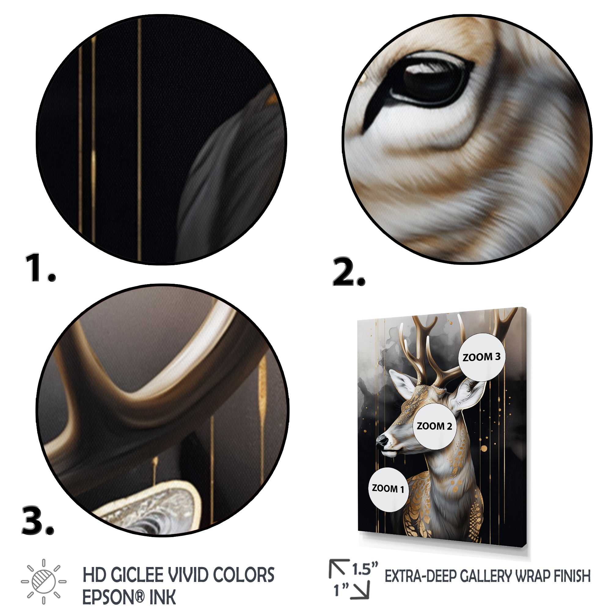 Deer Portrait In The Wild - Deer Framed Canvas Art