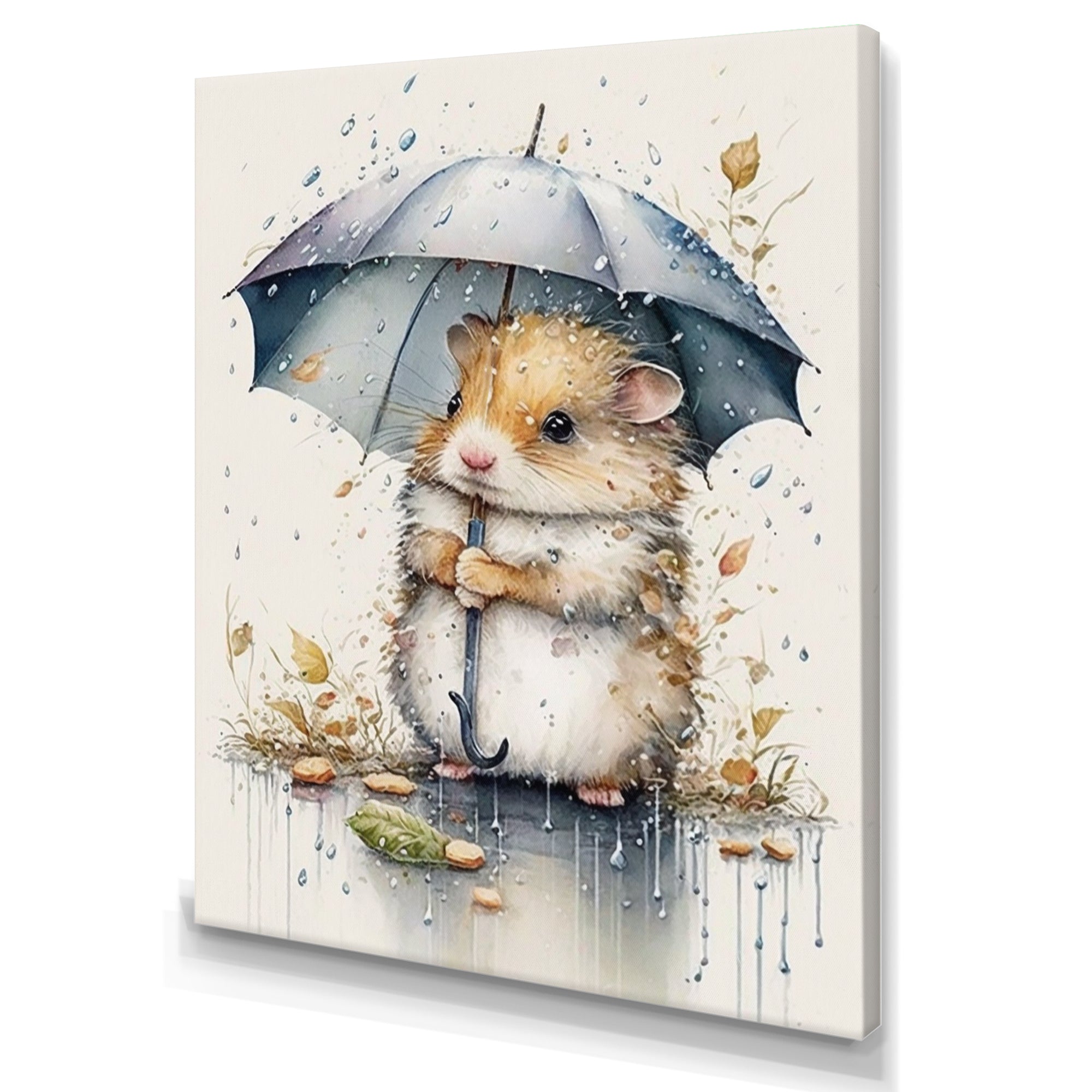 Hamster Rainy Day Umbrella - Hamster Canvas Wall Art