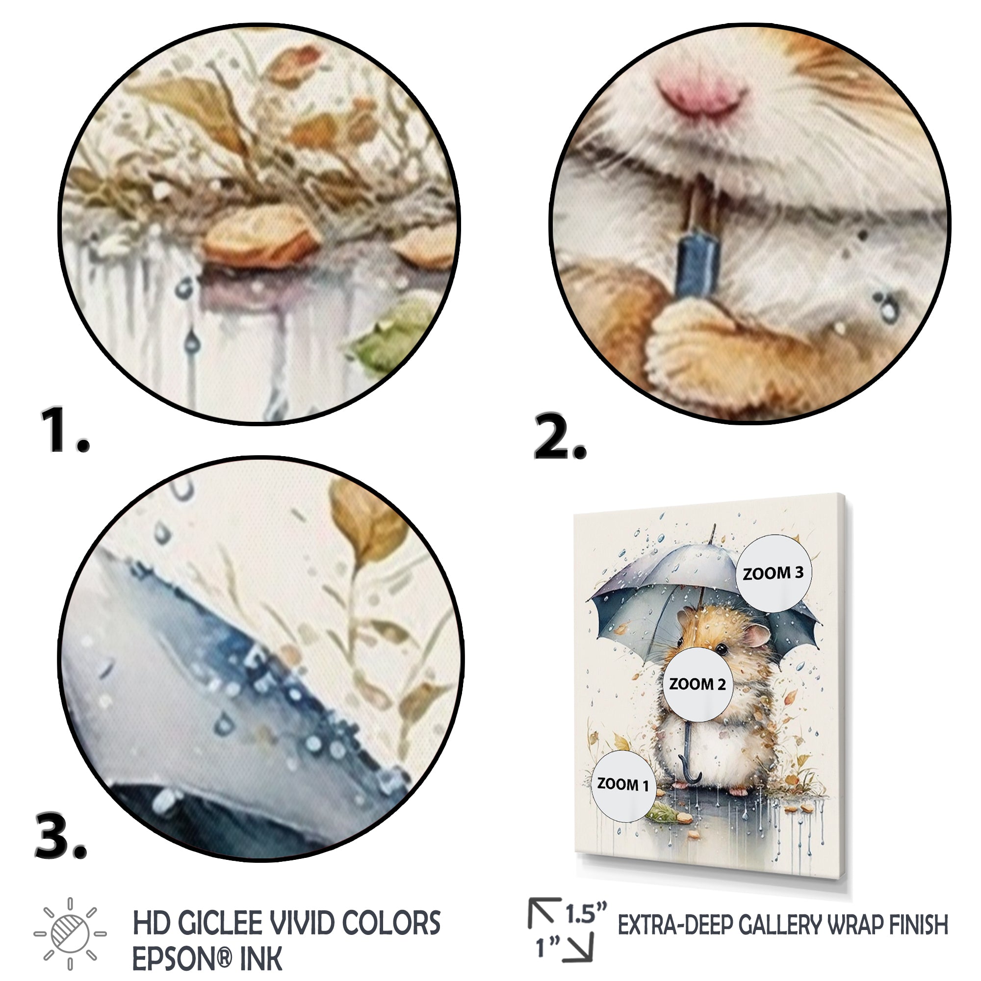 Hamster Rainy Day Umbrella - Hamster Canvas Wall Art