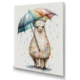 Cute Llama With Umbrella Rainy Day - Llama Wall Art Prints