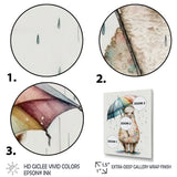 Cute Llama With Umbrella Rainy Day - Llama Wall Art Prints