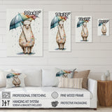 Cute Llama With Umbrella Rainy Day - Llama Wall Art Prints