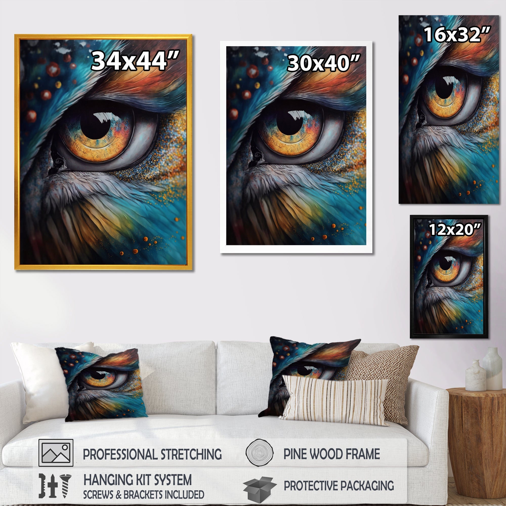 Blue Spiritual Owl Eye - Owl Bedroom Wall Art