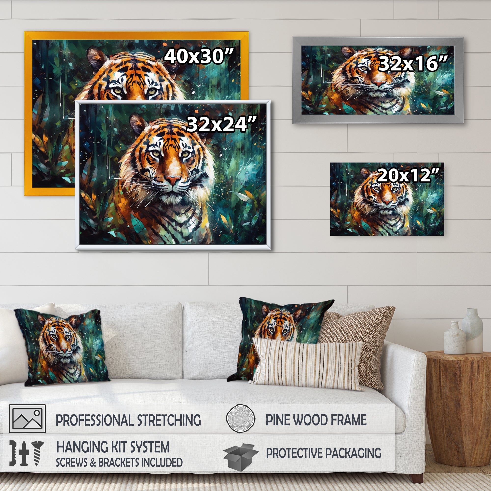 Colorful Tiger In The Wild - Yellow Tiger Wall Art