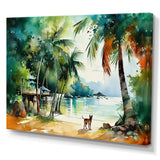 Dog On The Beach - Dog Framed Canvas Art