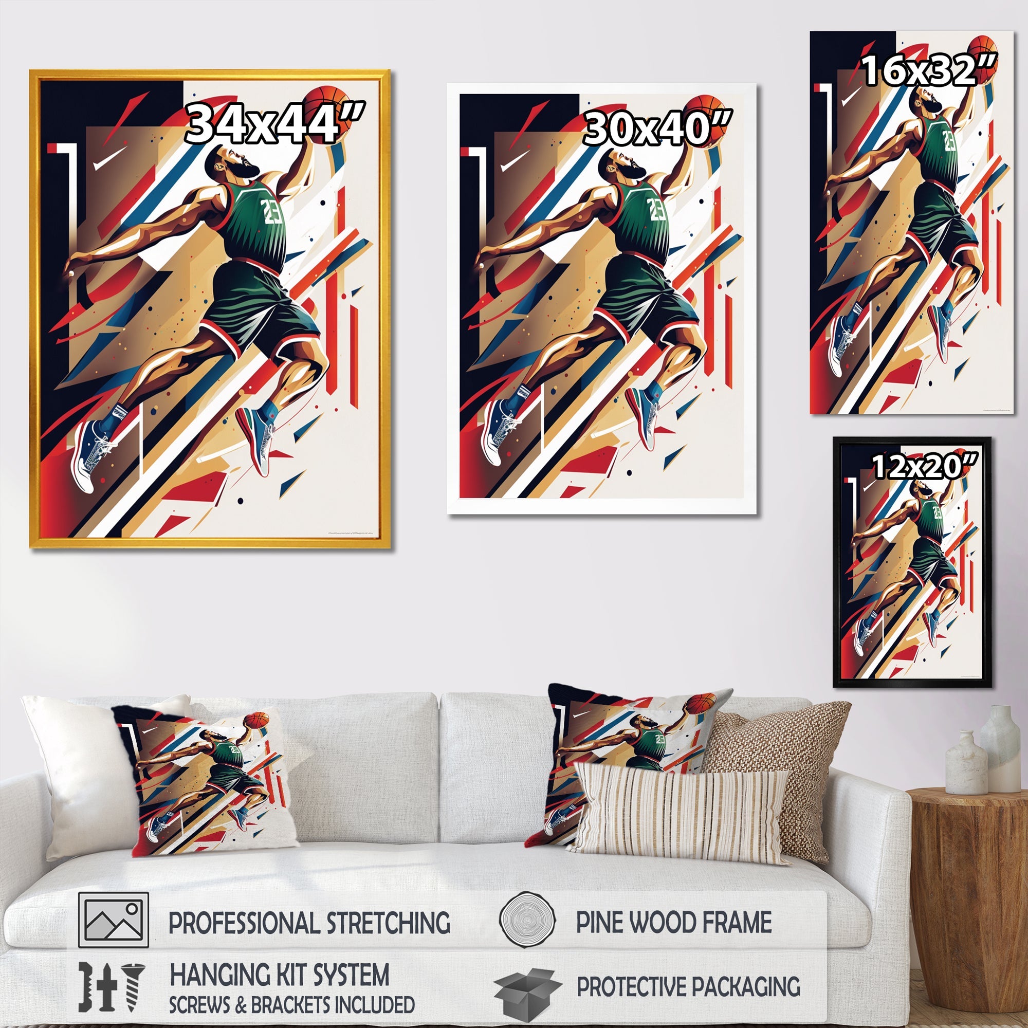 Basketball Slam Dunk - Sport Basketball Canvas Wall Art