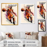 Drawing Basketball Payer In Action - Sport Basketball Canvas Wall Art