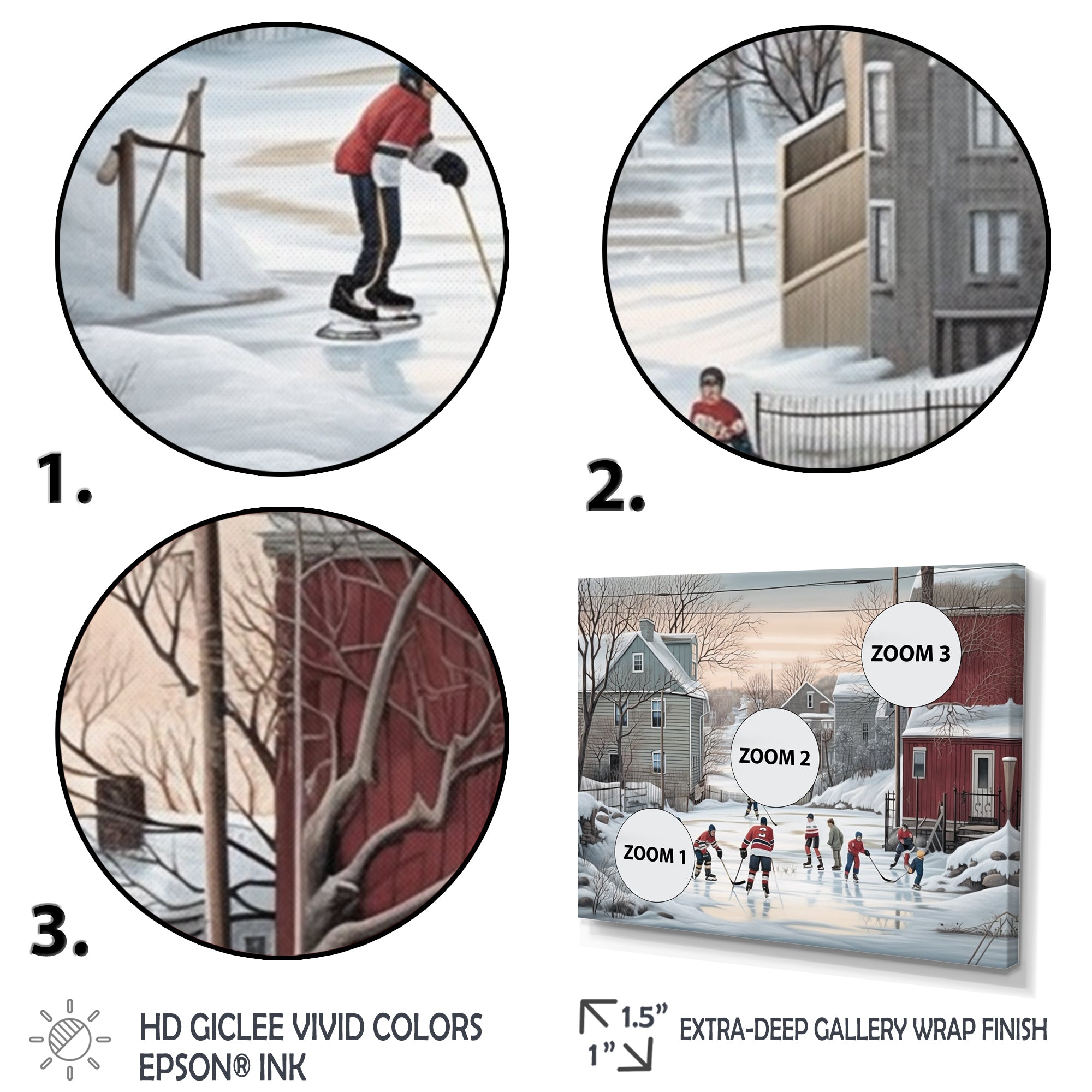 Kid's Small Town Hockey Game - Sport Hockey Canvas Wall Art