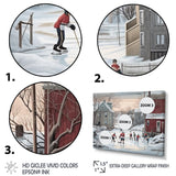 Kid's Small Town Hockey Game - Sport Hockey Canvas Wall Art