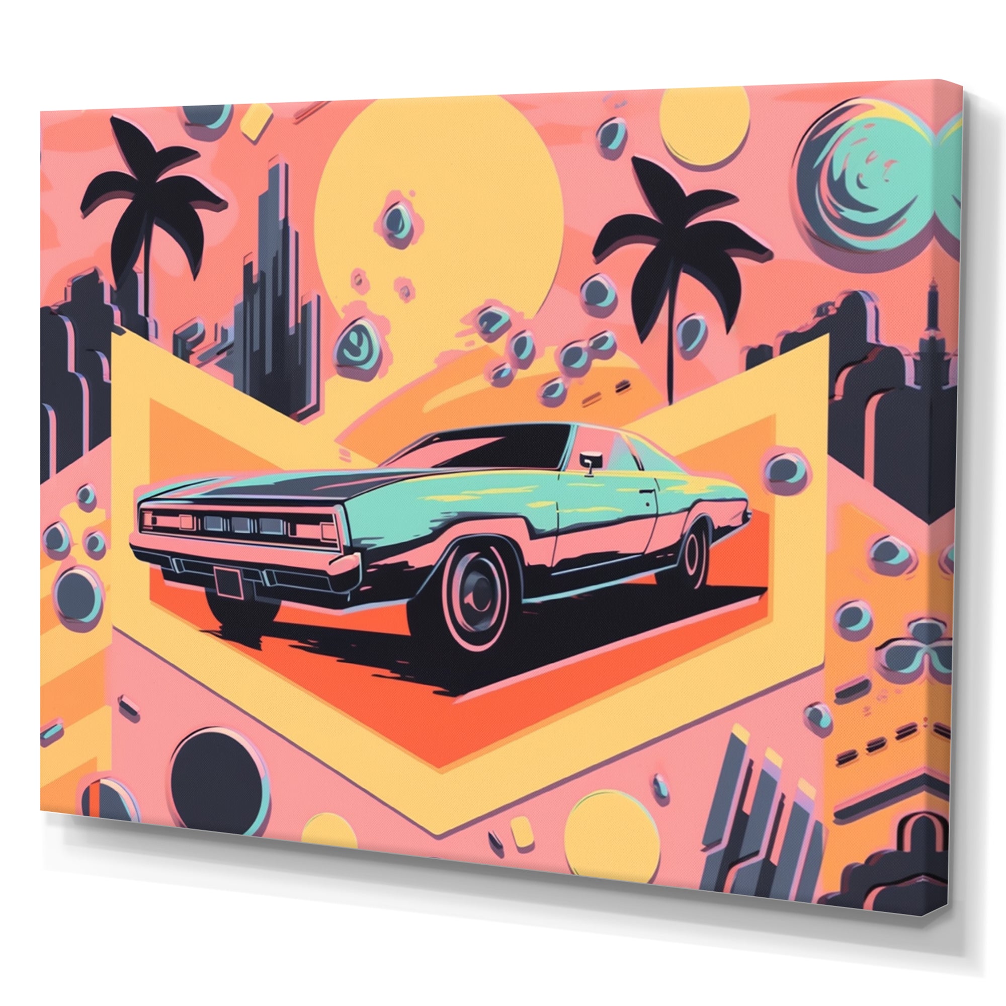 80s Groovy Cars I - Cars Retro Canvas Wall Art