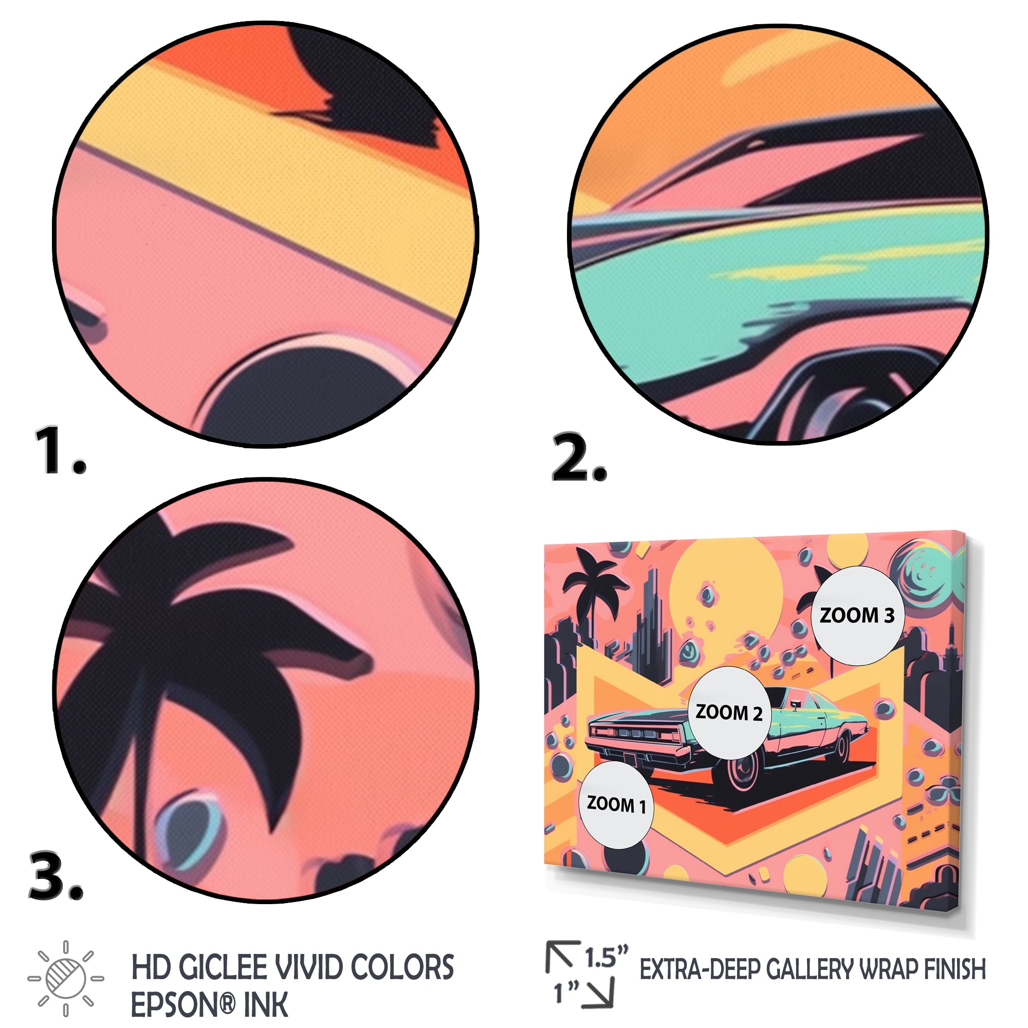 80s Groovy Cars I - Cars Retro Canvas Wall Art