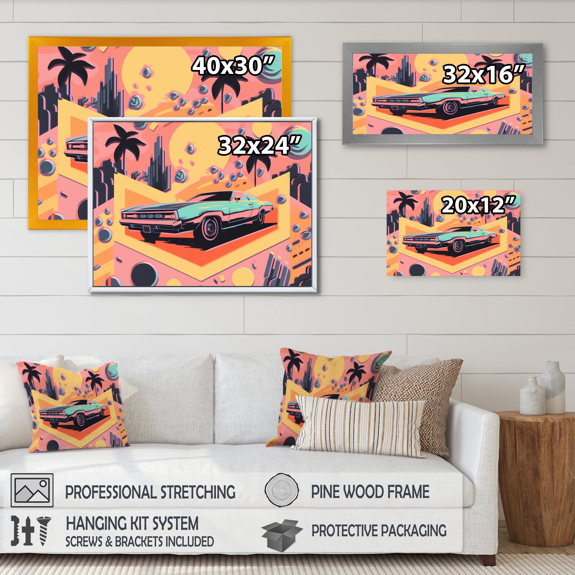 80s Groovy Cars I - Cars Retro Canvas Wall Art