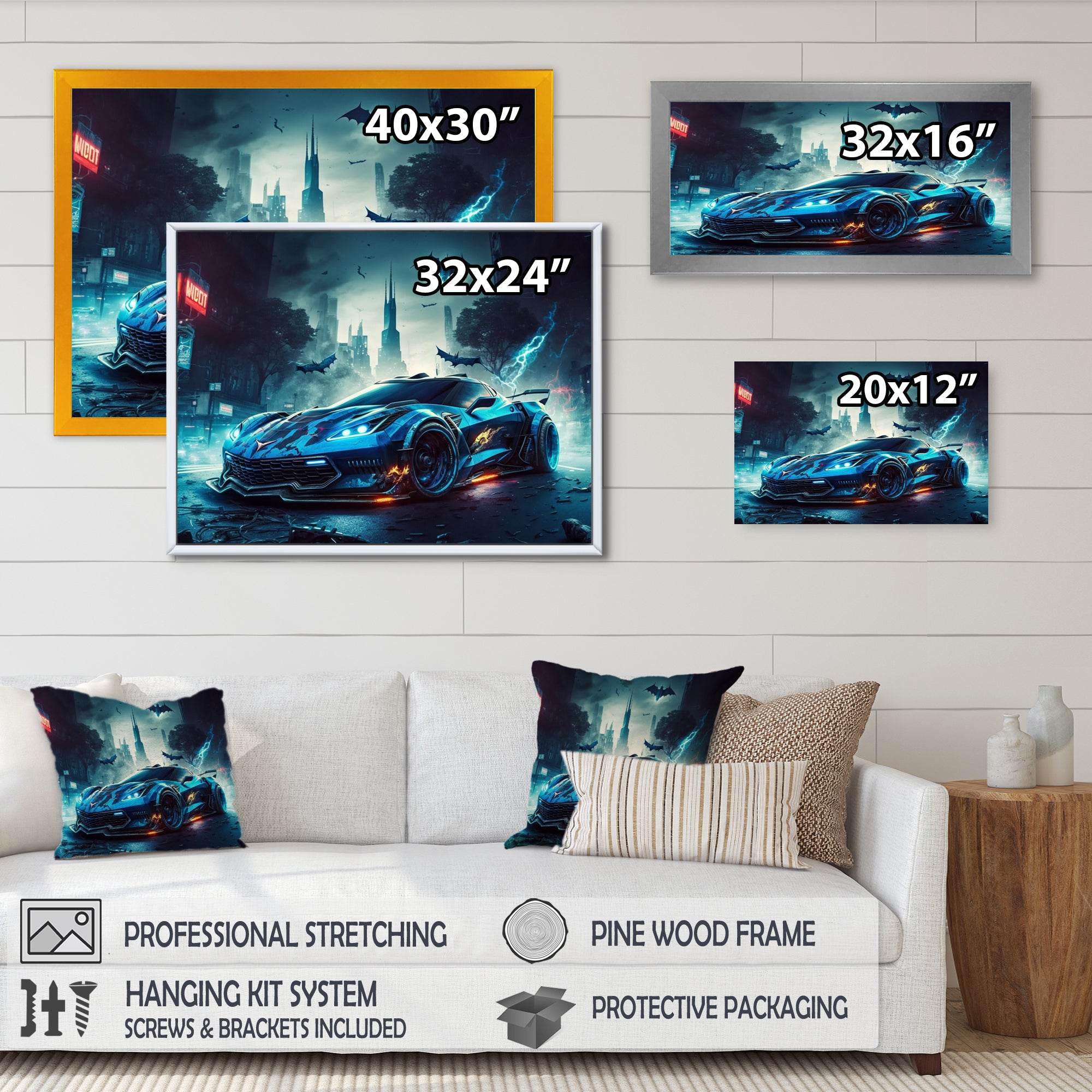 Blue And Black Exotic Car Velocity I - Cars Race Exotic Canvas Wall Art