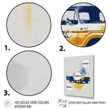 Blue And Yellow Retro Car Treasures - Pickup Truck Canvas Wall Art