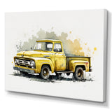 Yellow And Grey pickup truck - Pickup Truck Canvas Wall Art