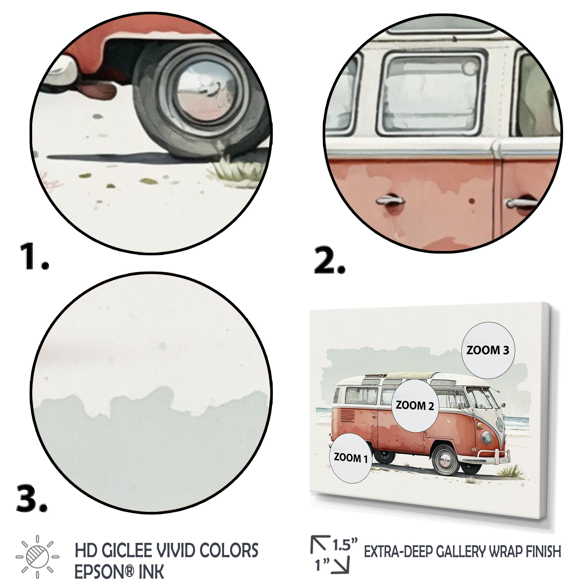 Van On The Beach - Car Van Canvas Wall Art