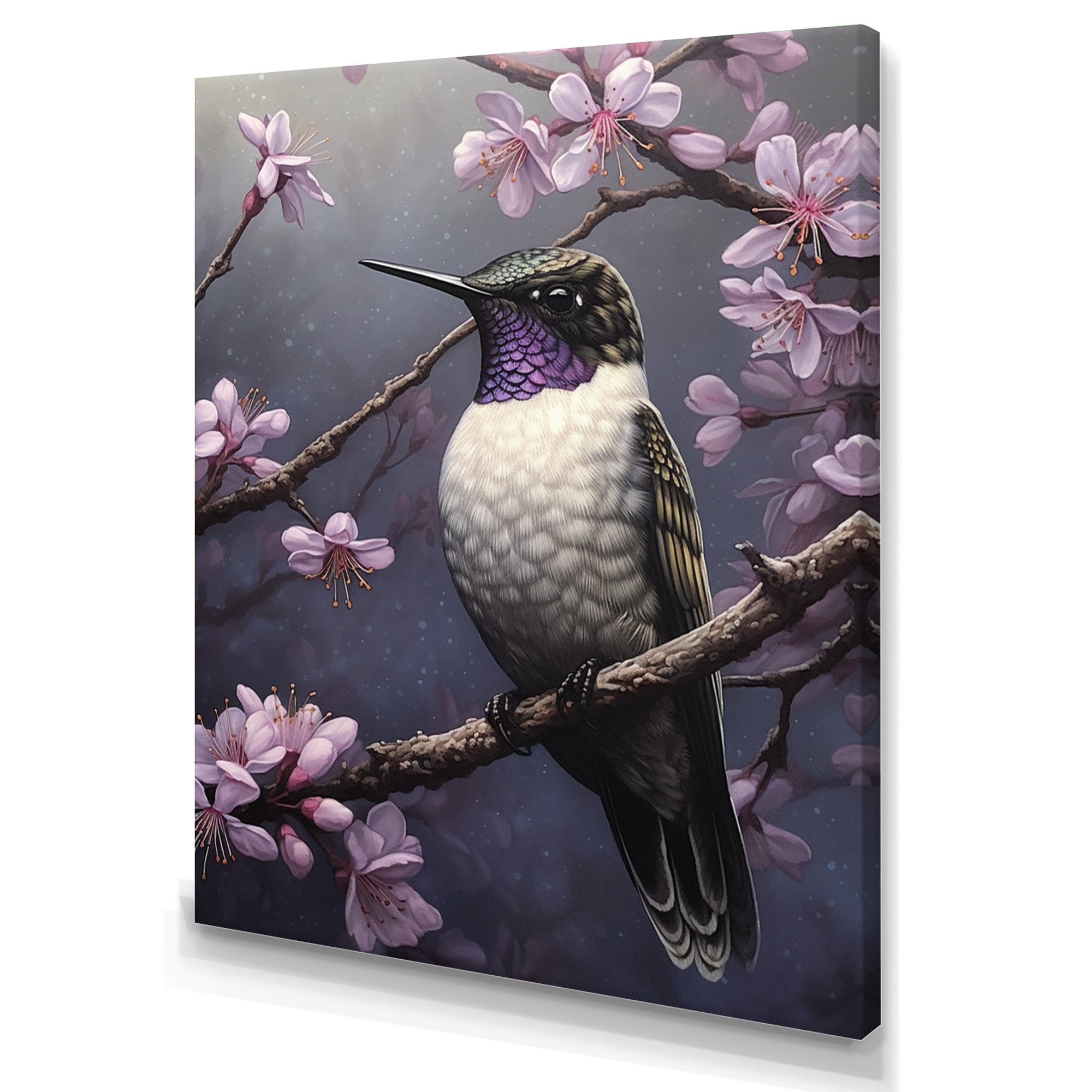 Purple Bird On Tree Branch - Bird Wall Decor