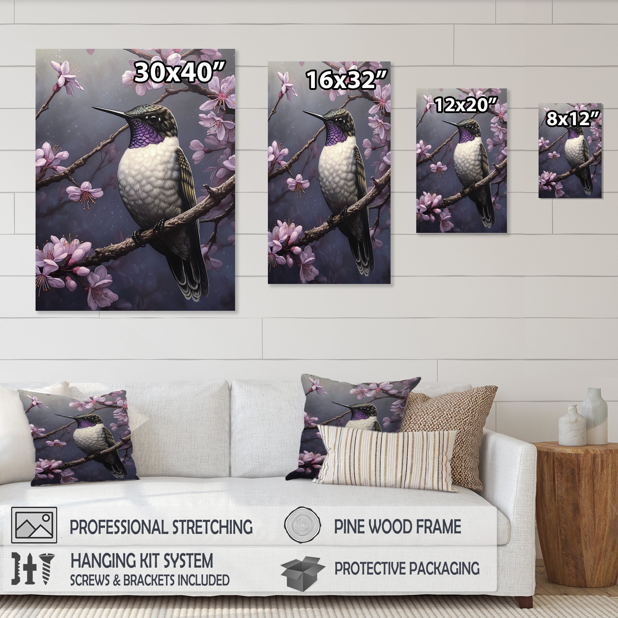Purple Bird On Tree Branch - Bird Wall Decor
