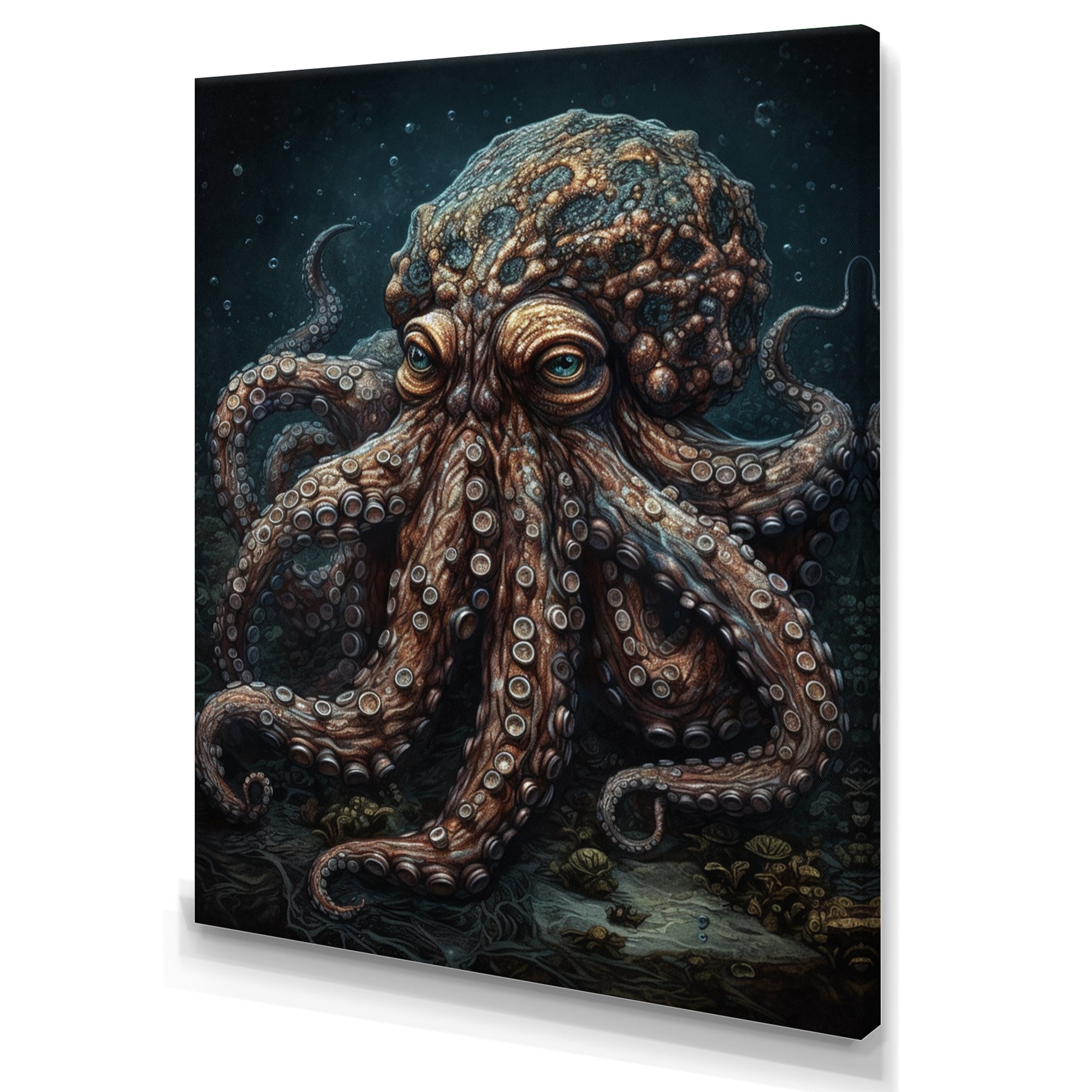 Brown Octopus Under The Sea - Octopus Wall Decor
