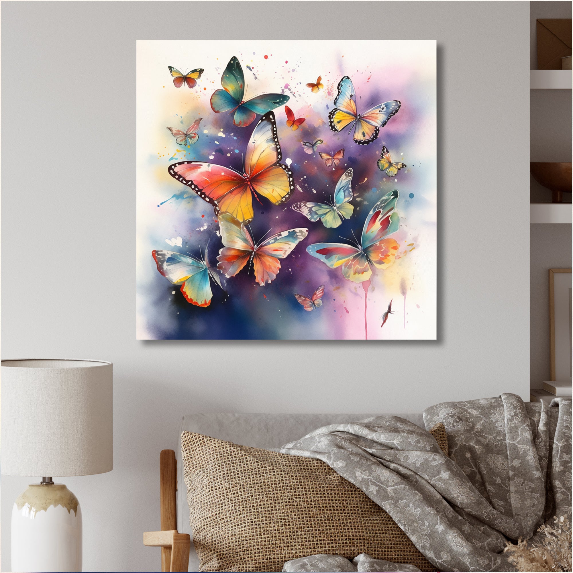 Purple Butterflies In The Air - Butterfly Wall Art Prints