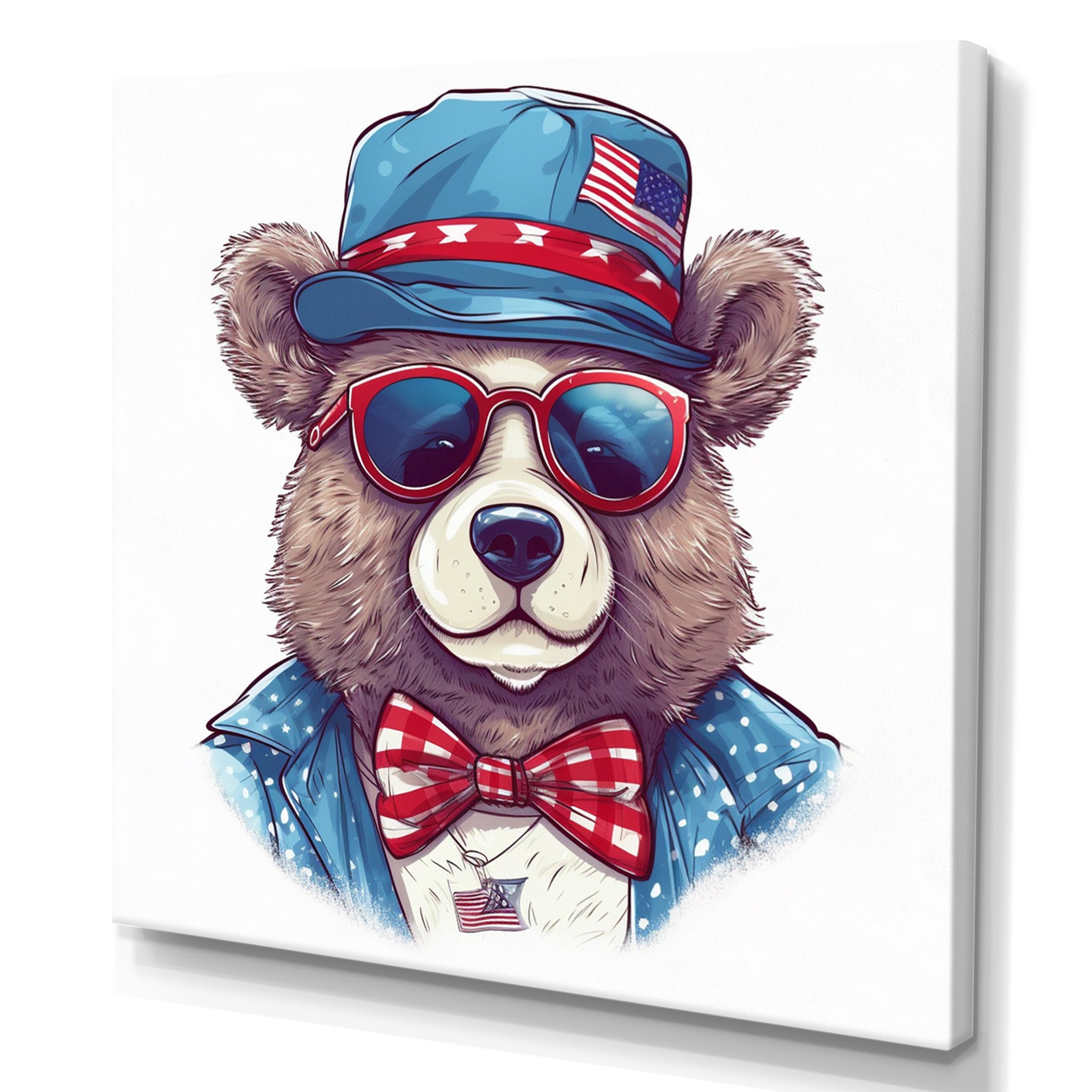 Blue Bear Portrait With Hat - Bear Wall Art Prints