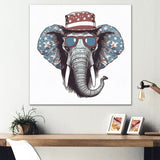 Grey Elephant With Hat - Gray Elephant Fashion Wall Art