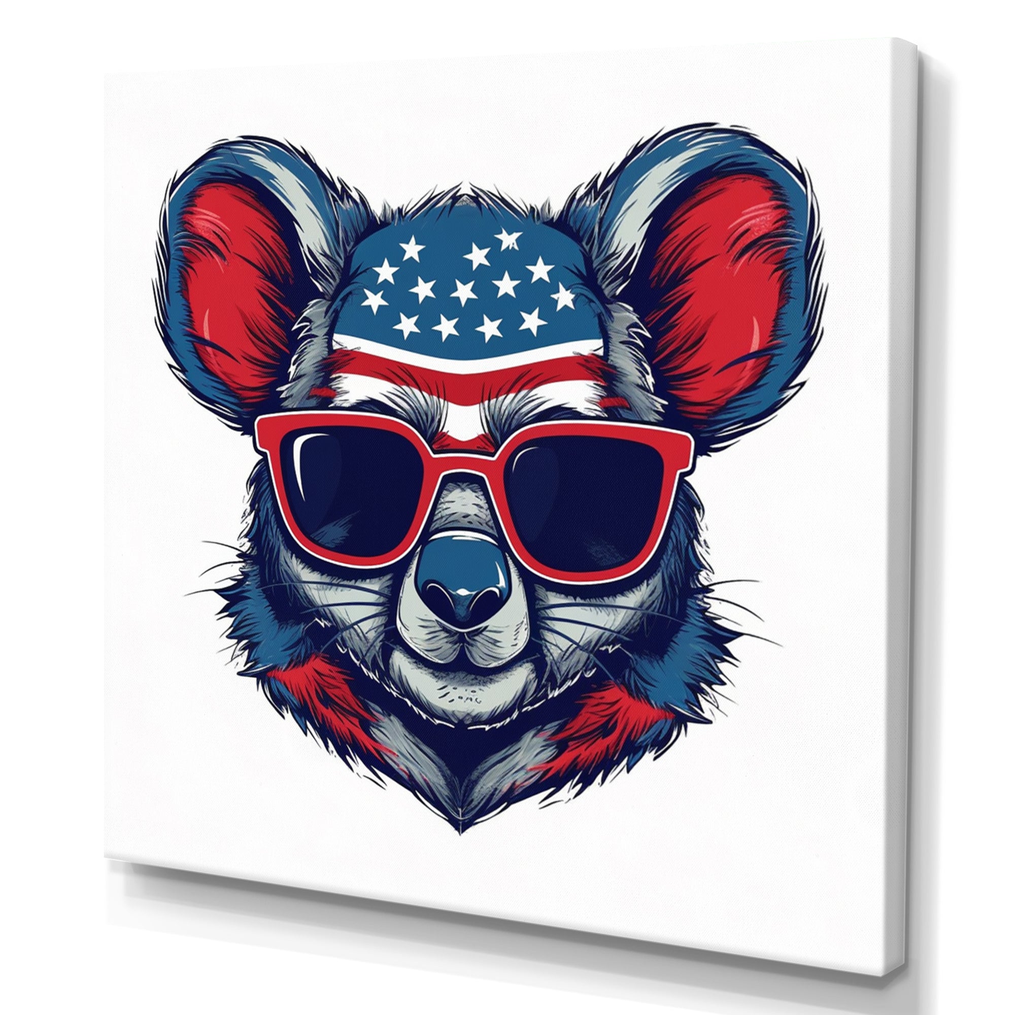 Blue Red Koala Wearing Sunglasses - Koala Large Canvas Wall Art